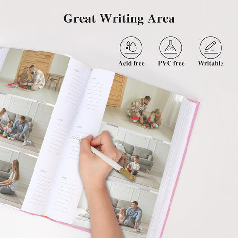 Vienrose Photo Album 4x6 300 Photos Linen Frame Cover with Memo Areas Photobook Large Capacity Slip-in Pictures Book for Wedding Baby Vacation, Pi...