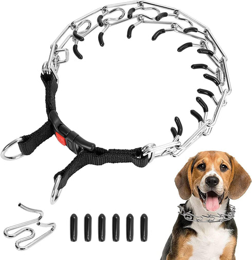 Dog ProngTraining Collar Choke Pinch Collar for Dogs with Comfort No Pull Dog Collar Rubber Tips and Quick Release Snap for Small Medium Large Dog...