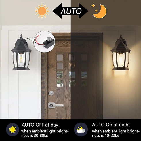 Dusk to Dawn Sensor 2 Packs, Photocell Light Sensor for Outdoor Lighting, 120-277V Photoelectric Switch Replacement with Wire Caps, Hard-Wired Pos...