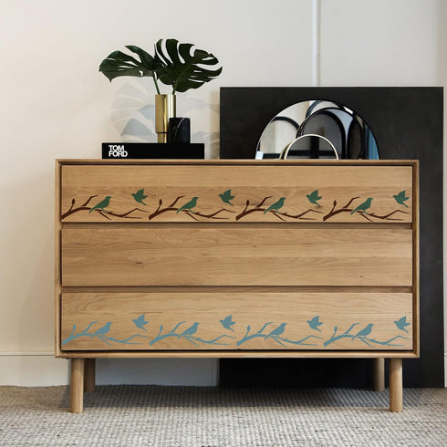 FINGERINSPIRE Birds Tree Branches Stencil 11.8x5.9 inch Reusable Furniture Details Stencil Plastic PET Bird Drawing Stencils Art Craft Stencil for...