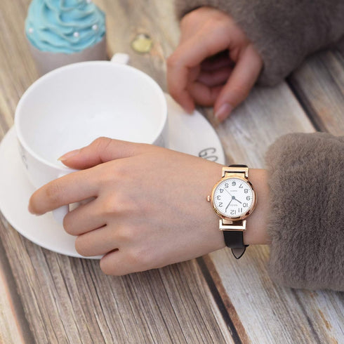 Top Plaza Womens Ladies Classic Simple Leather Analog Wrist Watch Rose Gold Case Arabic Numerals Casual Dress Quartz Watches,Small Dial...