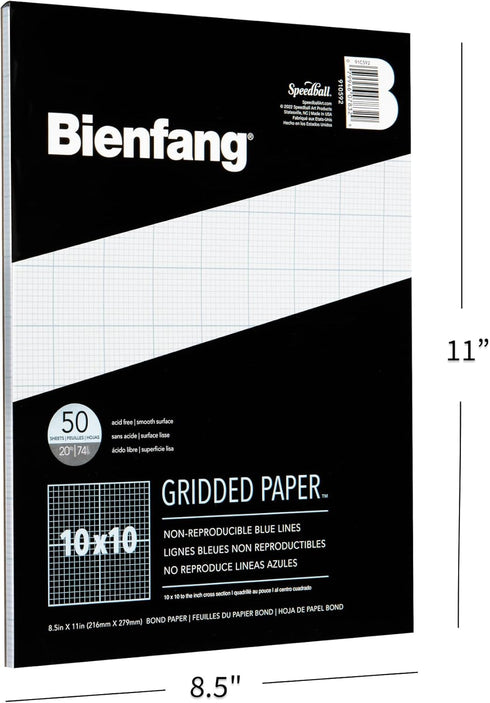 Bienfang Designer Grid Graph Paper Pad, 10x10 Cross Section, 8.5 x 11 Inches, 50 Sheets...