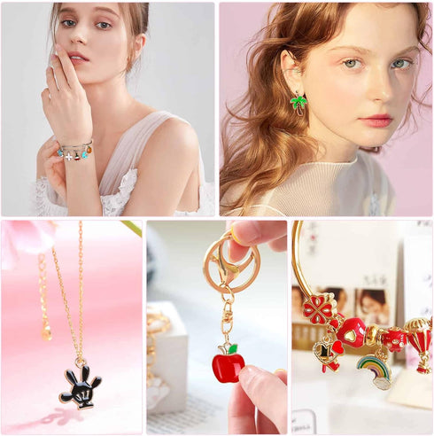 400Pcs Charms for Jewelry Making, Assorted Enamel Bracelet Bangle Charms, Mixed Bulk Metal Necklace Earring Charm for Jewelry Making...