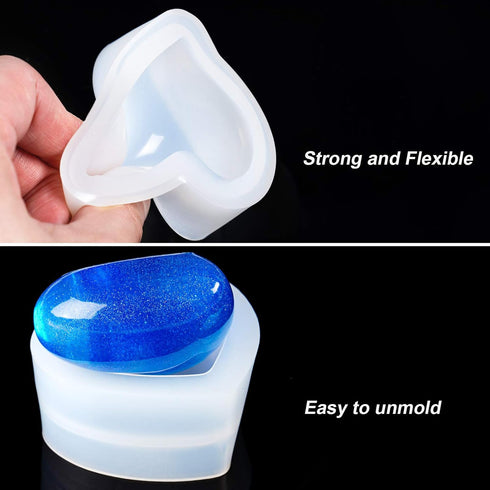 NiArt Valentine's Day Epoxy Resin 3D Heart Shape DIY Casting Art Craft Soft Silicone Molds 5 Shapes Shiny Multifunctional Handmade Tool Agate Jewe...