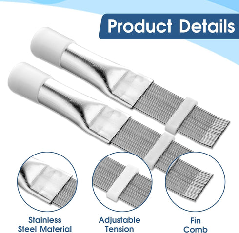 2 Pcs Air Conditioner Fin Comb, AC Fin Comb Straightener Cleaner Coil Brush, Adiator Fin Cleaning Refrigerator Tool, Evaporator Radiator Repair Cl...