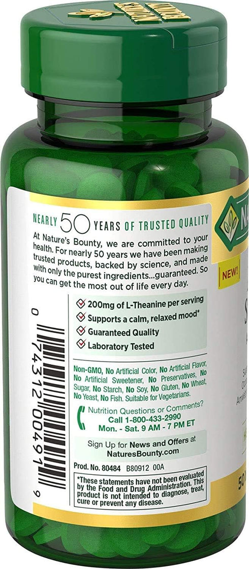 Nature's Bounty Anxiety & Stress Relief Ashwagandha Ksm-66 Tablets, 50 Count...