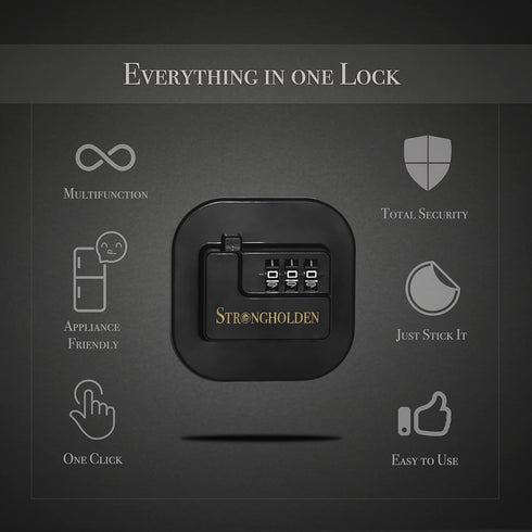Strongholden Refrigerator Lock Combination, Keyless, Child Proof - Black & Square...