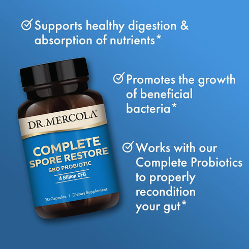 Dr. Mercola Complete Spore Restore, 30 Servings (30 Capsules), SBO Probiotic, 4 Billion CFU, Dietary Supplement, Supports Healthy Immune Function,...
