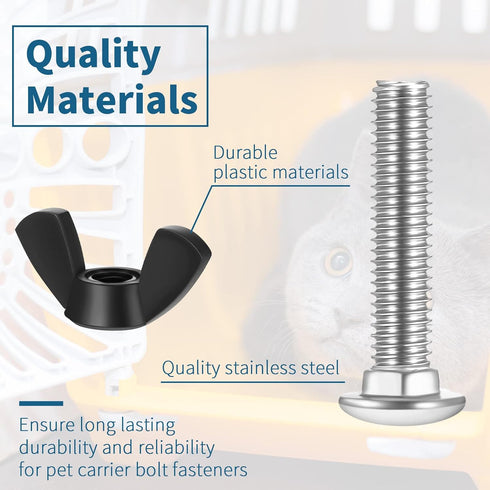 20 Set M6 Pet Carrier Fasteners, Kennel Replacement Bolts and Butterfly Nuts Dog Kennel Hardware Replacement Set for Pet Carrier Kennel...