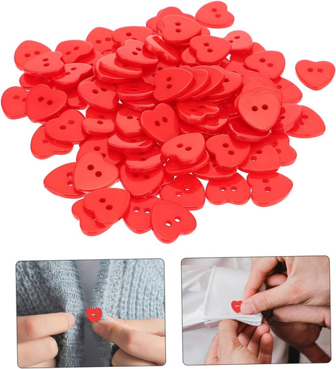 KESYOO 300 Pcs Button Red Decor Hand Decor Red Decorations Heart Shaped Buttons Heart Cloth Buttons Resin Sewing Buttons DIY Supplies Clothing But...