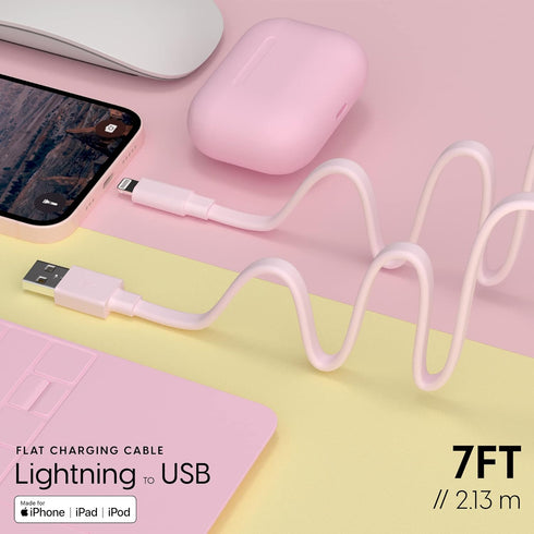 TALK WORKS Flat Lightning Charging Cable Compatible w/iPhone 14/Plus/Pro/Pro Max, 13/Pro/Pro Max, 12/Pro/Pro Max/Mini, 11/Pro/Pro Max, XR, XS, XS ...