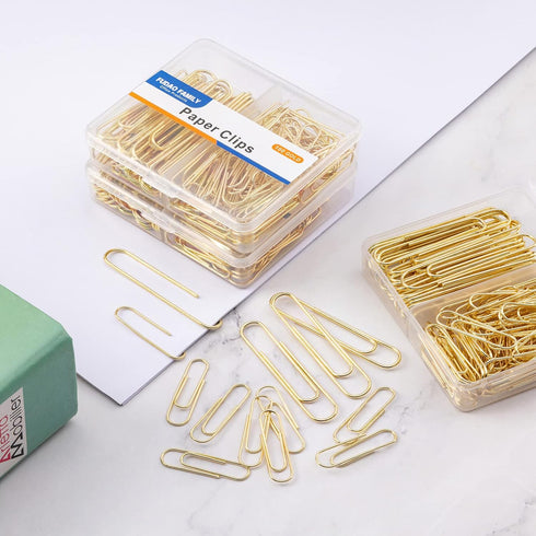 Paper Clips Assorted Sizes, Large Paper Clips, Small Paper Clips, Paper Clip, 300 Gold Paper Clips, (3 Boxes of 100 Each)...