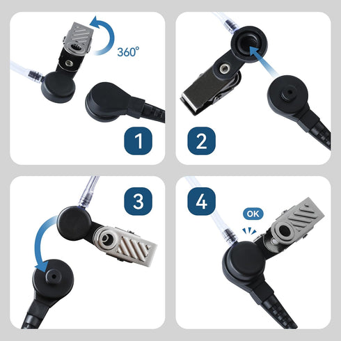 2-wire K-plug Earpiece Walkie Talkie Headset with Mic Transparent Acoustic Tube Compatible with KENWOOD?Baofeng and Retevis Two-Way Radios for Pol...