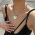 COLORFUL BLING Punk Chunky Glass Puffy Heart Beads Chain Choker Necklace Coloured Glaze Heart Charms Pendant Necklace Y2K Aesthetic Simple Jewelry...