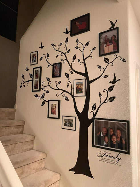 Large Family Tree Wall Deccor for Living Room, DIY Black Photo Frame Wall Decor Sticker Decal Art Décor for Living Room Home Decor(Black Tree)...