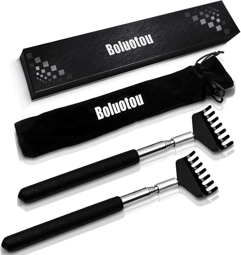 2 Pack Portable Extendable Back Scratcher, Stainless Steel Telescoping Back Scratcher with Beautiful Present Packaging...
