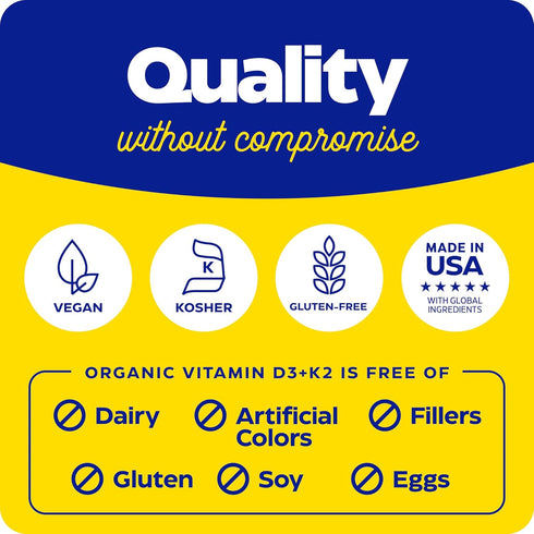 Enzymedica, Organic Vitamin D3+K2, 5,000 IU Vit D3 & 90 mcg Vit K2 MK-7, with Shitake Mushrooms & Prebiotic Fiber, Vegan, 60 Count...