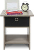 Furinno Dario End Table / Side Table / Night Stand / Bedside Table with Bin Drawer, 1-Pack, French Oak Grey/Black...