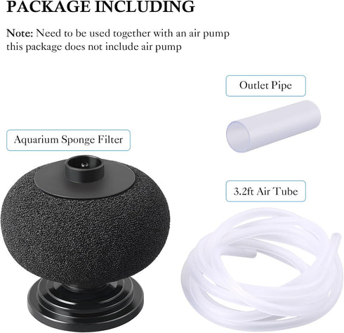 HITOP 7in Height Aquarium Bio Sponge Filter: 5-40gallon Air-Powered Fish Tank Filter, Quiet Filter for Aquarium/Betta Tank/Shrimp Tank/Fry Tank...