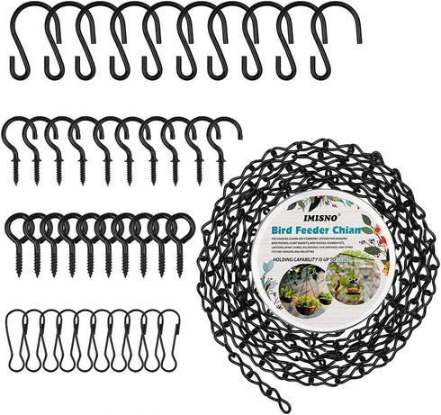 IMISNO Hanging Chain for Bird Feeders, Birdbaths, Chimes, Planters, Lanterns and Ornaments, Wedding Decoration, Metal Hook, Outdoor/Indoor Use(Bla...