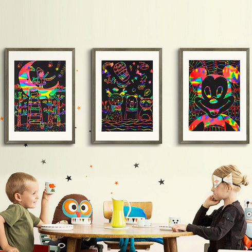 Scratch Art Rainbow Paper 36 Sheets, Colorful Magic Papers Black Scratch it Off Art Crafts Notes Boards with 4 Scratch Pen for Kids Easter Basket ...
