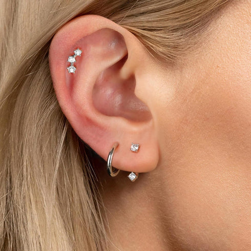 925 Sterling Silver Earrings for Women Stackable | Dainty Stud Huggie Hoop Earrings Hypoallergenic | 14k Gold Cartilage Earrings Small Hoop Earrin...