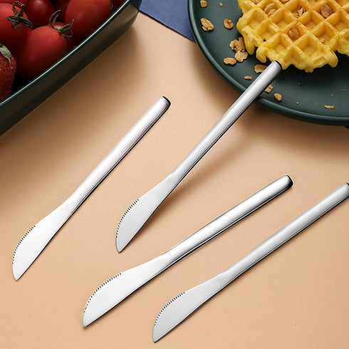VANRA 5.8in 4-Piece Dessert Knives Set Stainless Steel Kids Dinner Knife Appetizer Fruit Snack Serving Knives Small Flatware Set...