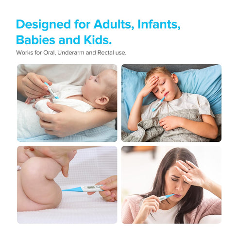 Thermometer for Adults with 10 Seconds Fast Accurate Reading, Baby Thermometer for Oral, Rectal or Under Arm Use, Digital Thermometer with Fever A...