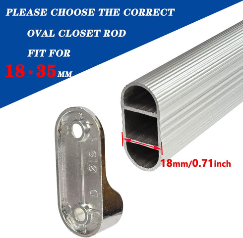 10Pcs Zinc Alloy Oval Closet Rod End Supports Fit Oval Rod 18 x 35 mm...