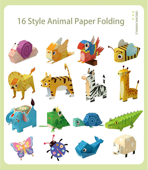 MIREONETRY Origami Kit for Kids Ages 6+,16 Style 3D Animal Origami Paper Kit,Easy Origami Paper Art for Beginners Kids Adults,Gifts for Boys&Girls...