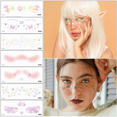 19PCS Cute Temporary Face Tattoos, Fake Freckles Tattoo Sticker, Valentine Heart Tattoo, Butterfly Fake Tattoo, Fairy Temporary Tattoos for Rave A...