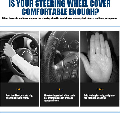 1 PC Car D Shape Round Steering Wheel Cover, Universal 15In Silicone Steering Wheel Cover, Non-Slip Breathable Steering Wheel Protector, Unisex Ca...