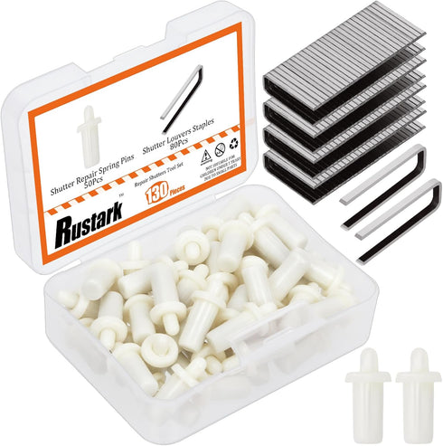 130Pcs Professional Plantation Shutter Repair Kit Includes 50Pcs Spring Loaded Shutter Pins and 80Pcs Tilt Rod Shutter Louvers Staples Shutter Pin...
