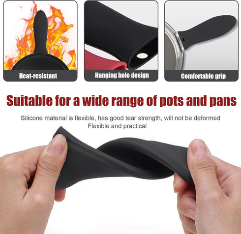2 Pack Silicone Pan Handle Sleeve, Heat Resistant Cast Iron Skillet Handle Covers for Pots and Pans, Assist Handle Holder Grip for Kitchen Frying ...