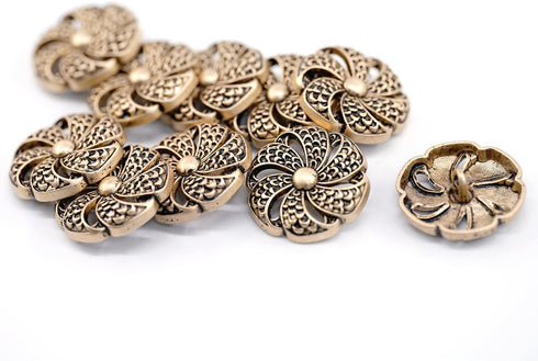20 pcs Vintage Hollow Scale Pattern Copper Metal Shank Sewing Coat Buttons -25mm -1"...