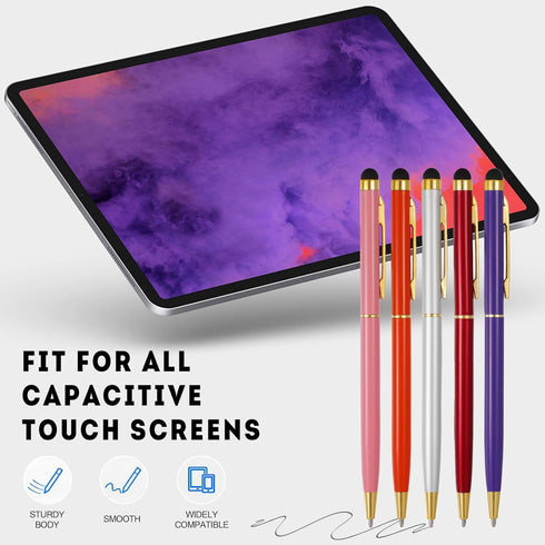15 Pack Stylus Pens for Touch Screens Stylus Pen Compatible with Phone Tablets Kindle and Black Ink Ballpoint Pens-2 in 1 stylists pens for touch ...