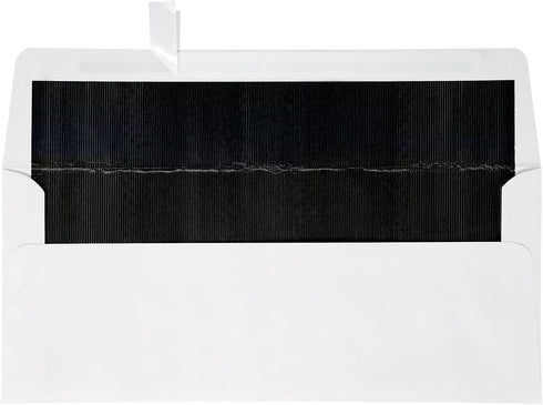 LUXPaper #10 Foil Lined Business Envelopes | Peel & Press | 4 1/8" x 9 1/2" | White w/Black LUX Lining | 60lb. Text | 50 Qty...