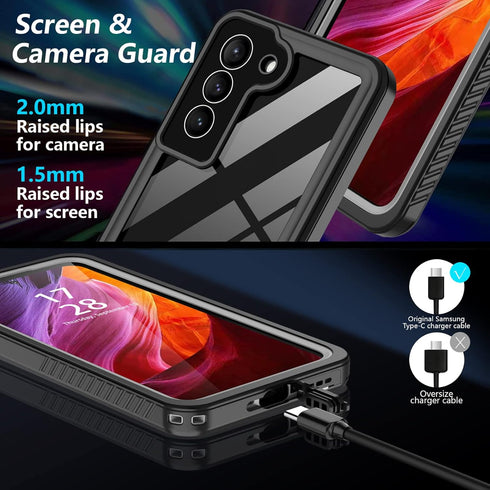 for Samsung Galaxy S22+Plus Case Waterproof,S22+Plus Case with Built-in Screen Protector,Full Body Shockproof Heavy Duty Protective Case for Samsu...