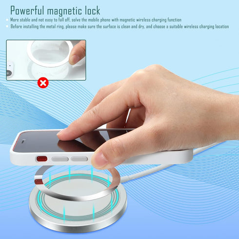 8 Pieces Magnetic Car Charger Metal Rings with Sticker Wireless Universal Metal Rings Compatible with MagSafe Wireless Charger, Black and Silver.....