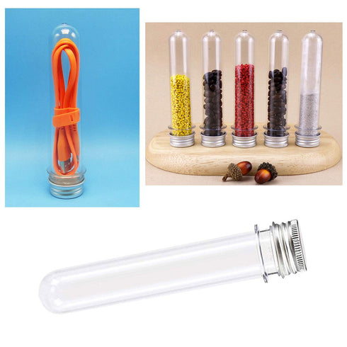 Test Tubes 25x140mm(40ml), Clear Plastic Tubes with Screw Caps for Science Experiment Party Decoration Christmas Birthday Gifts Candy Storage...