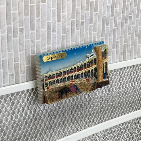 A-ONE Spanish Bullfighting Arena Spain 3D Decorative Whiteboard Magnet 1PC+Cute Matador Souvenir Military Patch 1PC, Polyresin Whiteboard Magnet, ...