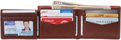 Alpine Swiss Mens Wallet for Men | RFID Protected Leather Mens Wallet | Spencer Bifold with Divided Bill Section | Gift Box | 2 ID Windows | 14 Ca...