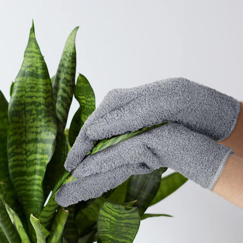 Bencailor 3 Pairs Microfiber Dusting Gloves Dusting Cleaning Gloves Lengthen Plants Thicken Cleaning Gloves Mitt for Blind (Dark Blue,Gray,Khaki)...
