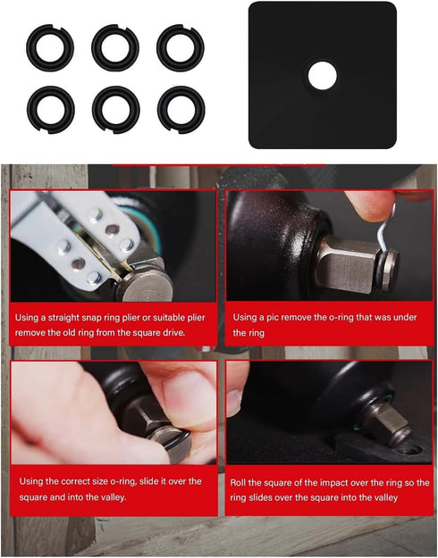 (6 Sets 3/8" Retaining Ring Clip with O-Ring for Milwaukee Electric/Pneumatic Type Impact Wrench, Retainer Ring Anvil Install Tool Included...