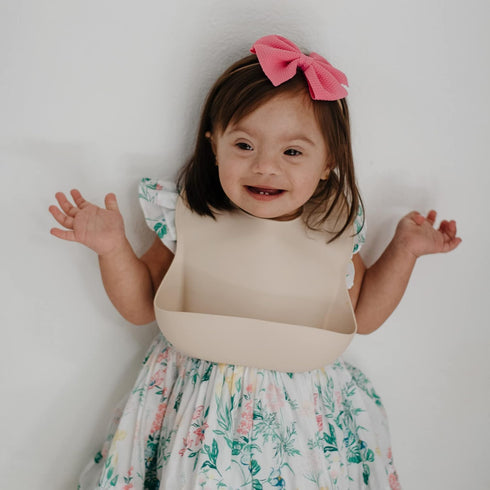 mushie Silicone Baby Bib | Adjustable Fit Waterproof Bibs (Shifting Sand)...