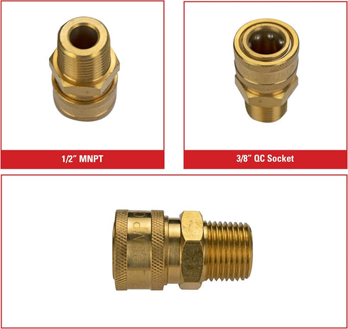 Simpson Cleaning 7102246 Replacement 3/8-Inch QC Socket for Pressure Washer Pumps, 1/2-Inch MNPT, Gold...