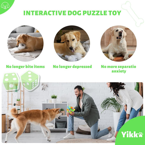 Yikko Interactive Snuffle Ball, Dog Chew Enrichment Toys, Treat Dispenser Slow Feeder Dog Puzzle Stimulation Toys for Small Medium Large Dogs, dic...
