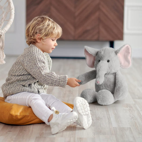 Elephant Teddy Bear Stuffed Animals Plush Elephant Toys with Pink Ears Nose for Girls Boys Kids Babies Shower Bedtime Gifts, 15.7"...