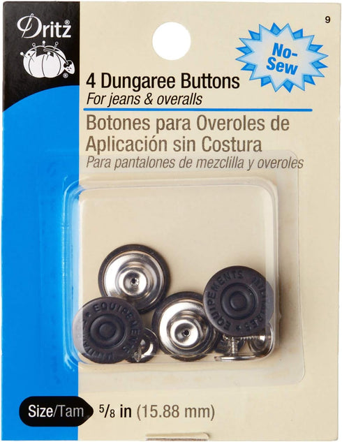 Dritz 9 No-Sew Dungaree Buttons, Copper, 5/8-Inch 4-Count...