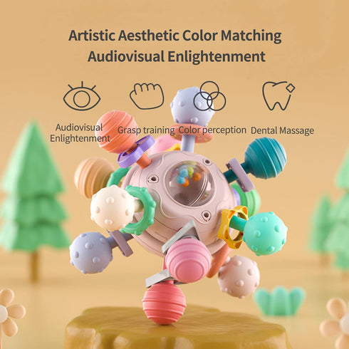 Baby Teething Toys Sensory Baby Toys chew Toys Teething Ball Rattle teethers Toys Grasping Activities Baby Toys for 0-6-12-18 Months Girls Boys Gi...